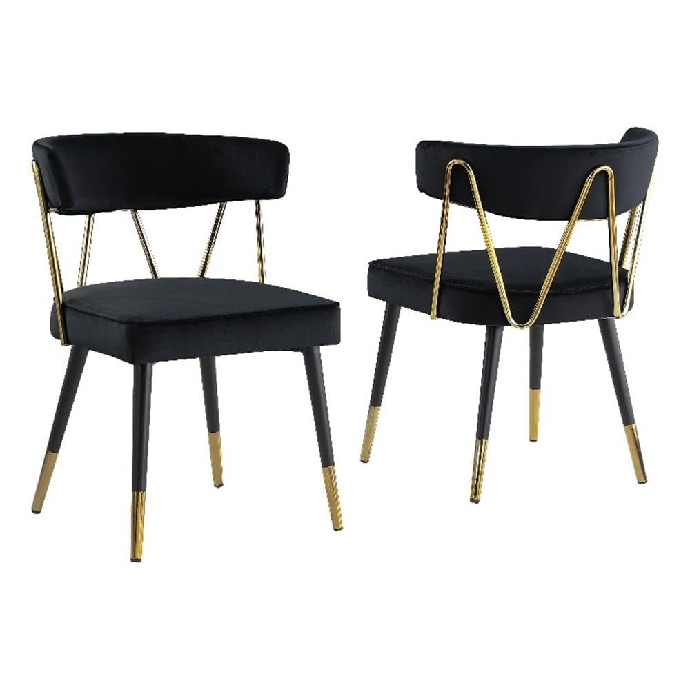 Best Master Furniture Aireys Black Velvet Armless Chair with Gold Accents (Set of 2)