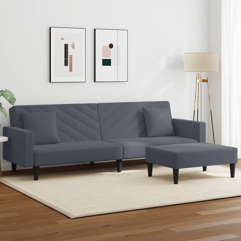 vidaXL 2-Piece Dark Gray Velvet Sofa Set - Thumbnail 2