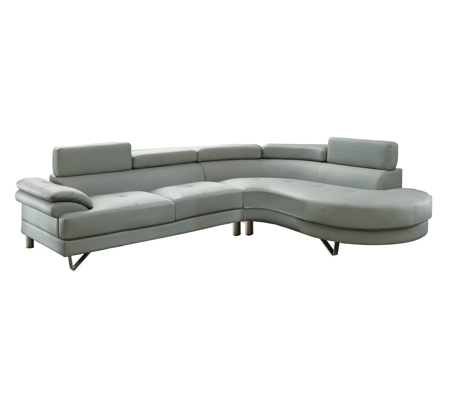 Benjara Faux Leather 2 Piece Sectional In Gray,