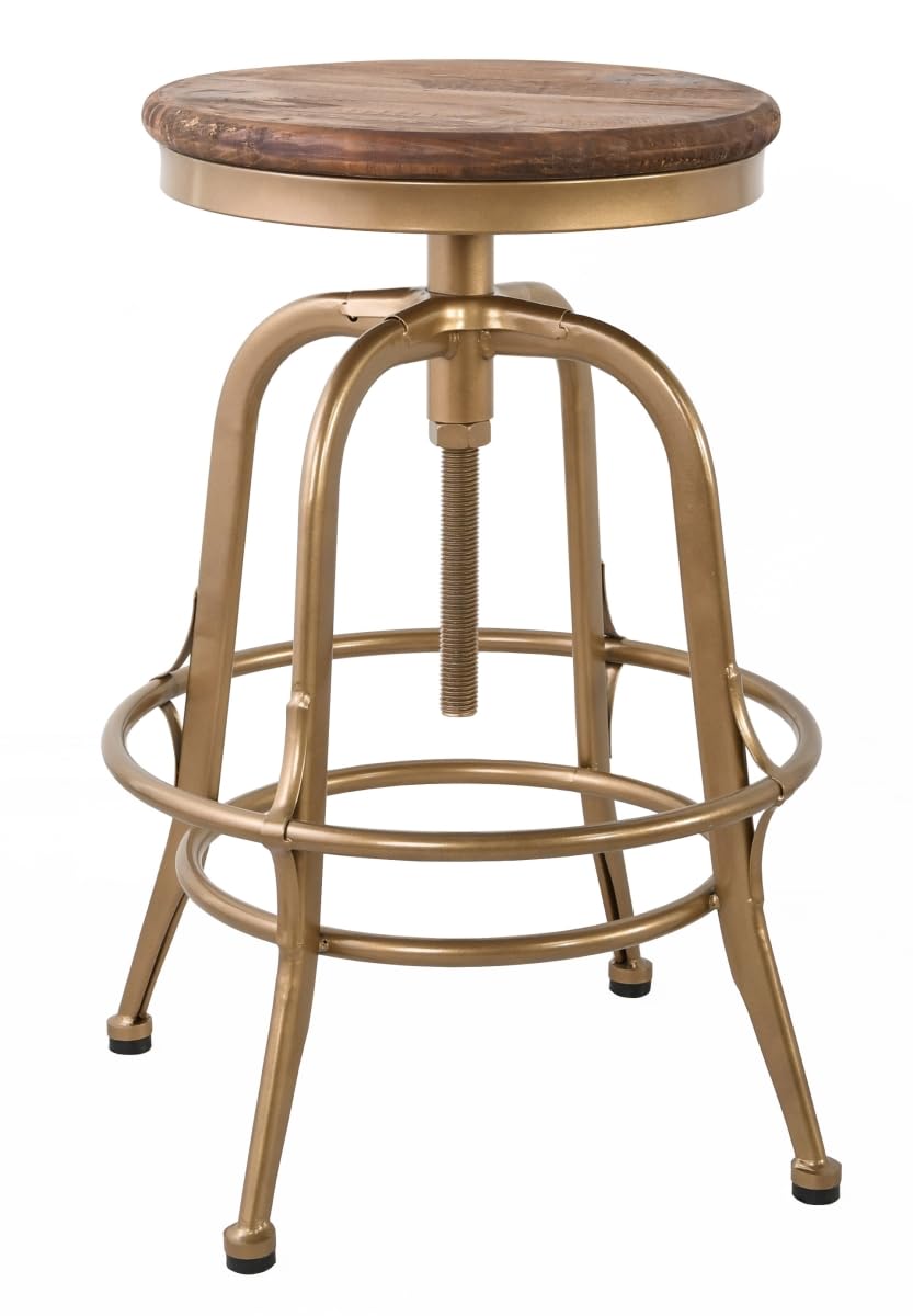 HomeRoots 520574 26 in. Brown & Brass Bar Chair