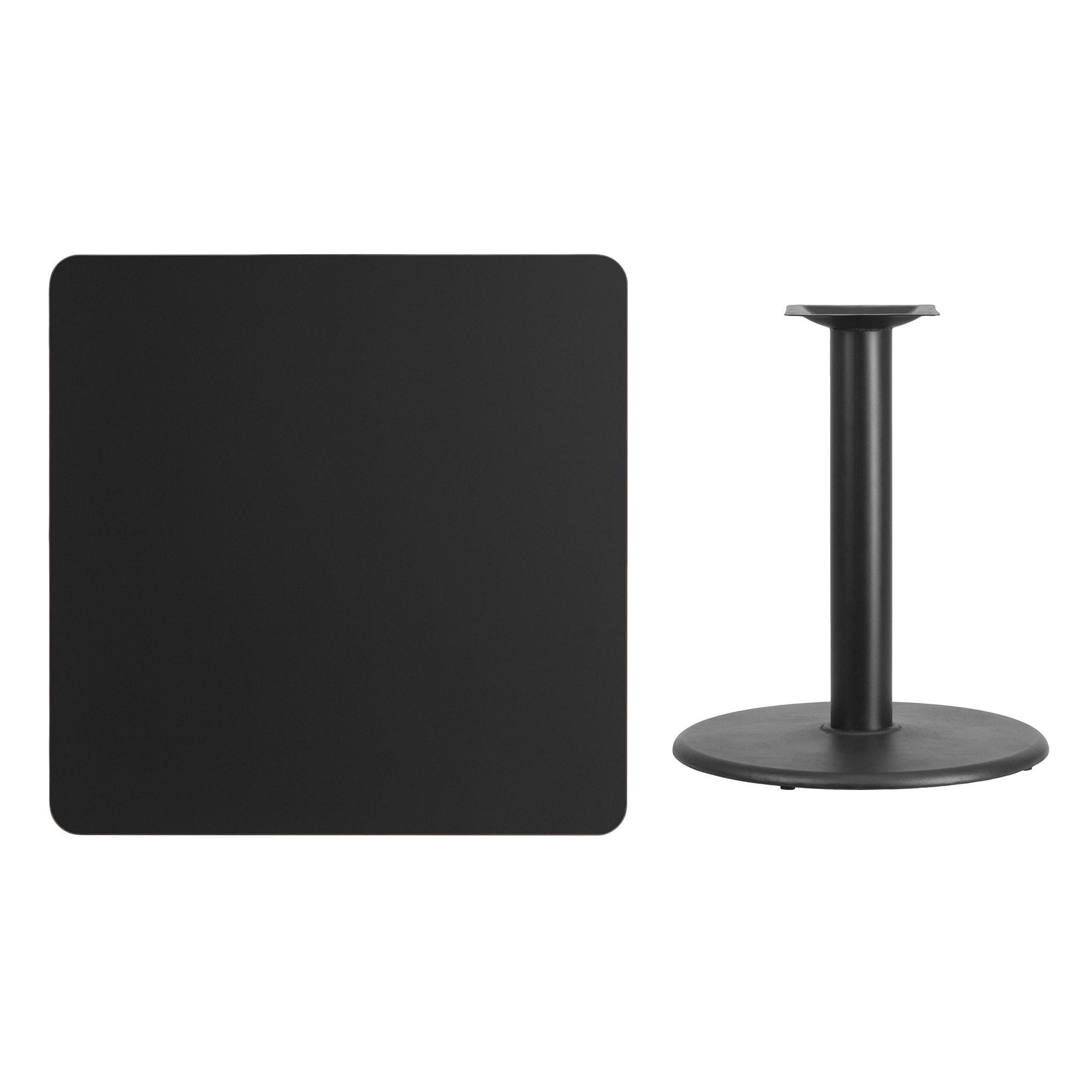 Flash Furniture Stiles 36'' Square Black Laminate Table Top With 24'' Round Table Height Base