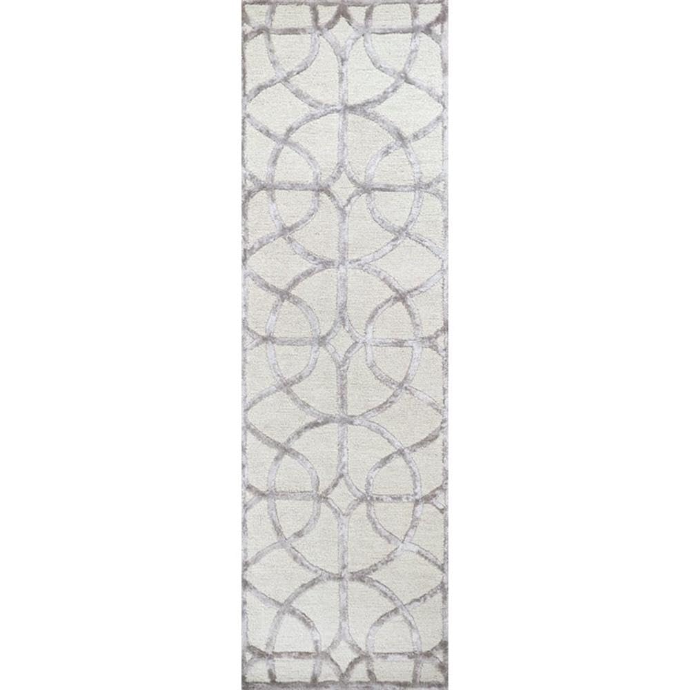 Rizzy Home Alora Decor Madison 2'6" X 8' Trellis Ivory/Silver Hand-Tufted Area Rug
