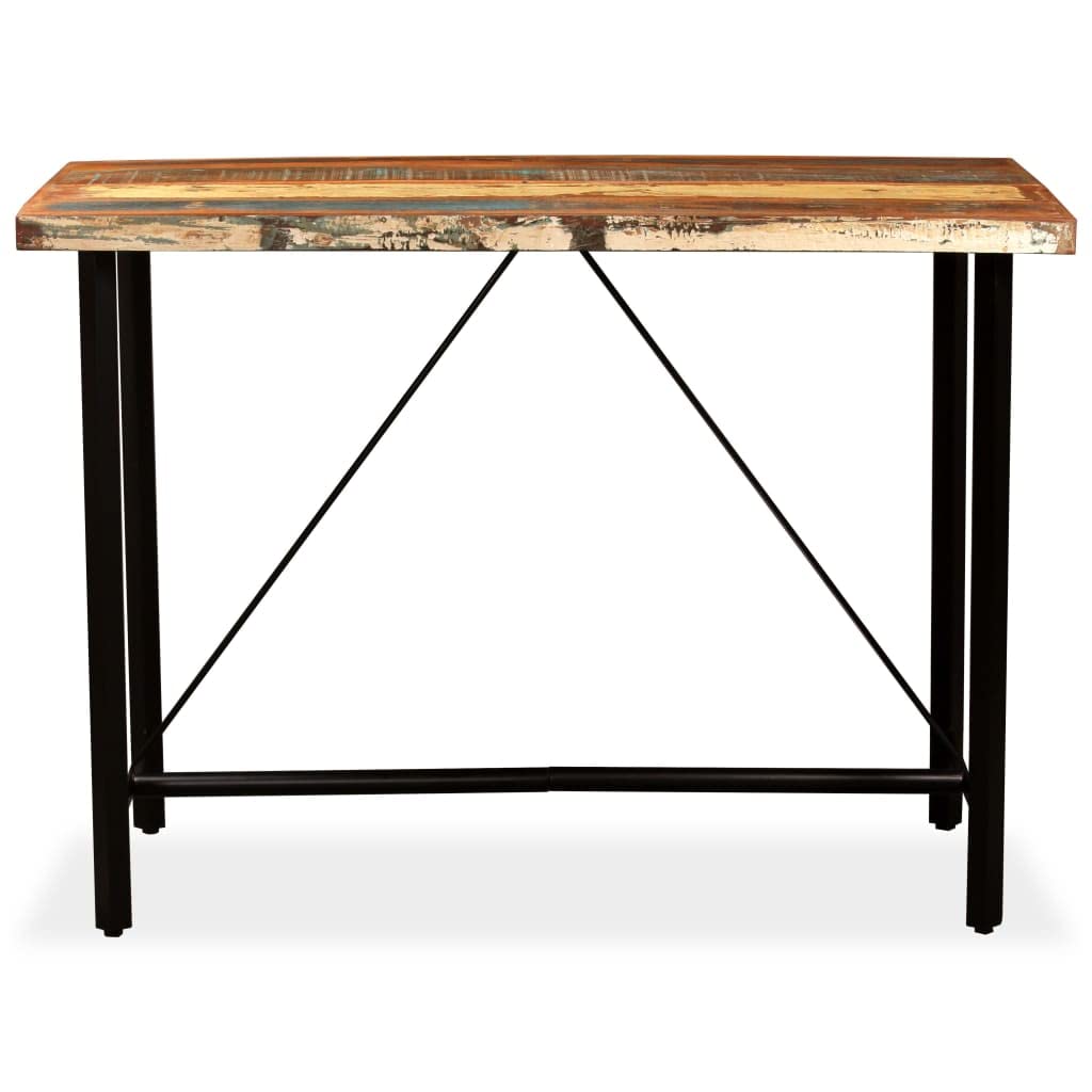 vidaXL Bar Table Sturdy Durable Industrial Polished Kitchen Restaurant Dining Bistro Pub Table 59&quot; Steel Solid Reclaimed Wood