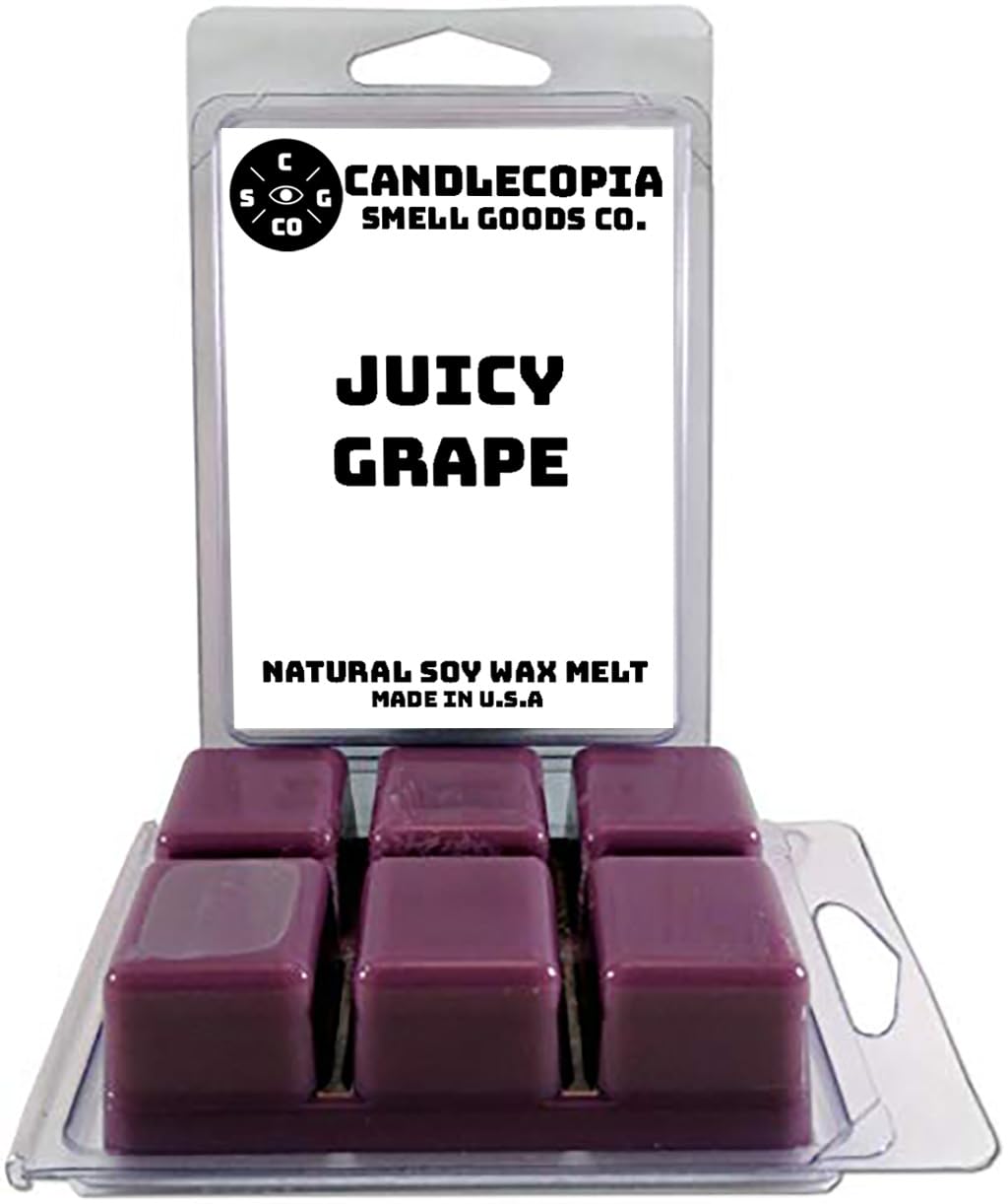 Candlecopia Juicy Grape Strongly Scented Hand Poured Vegan Wax Melts, 12 Scented Wax Cubes, 6.4 Ounces in 2 x 6-Packs
