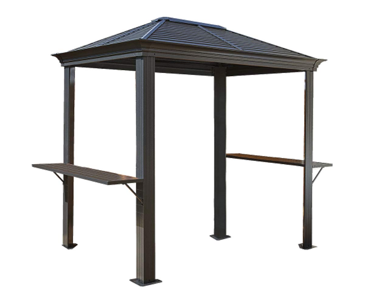 Sojag 5' X 8' Mykonos Bbq Grill Gazebo Outdoor Weather-Resistant Aluminum Frame Shelter Dark Grey