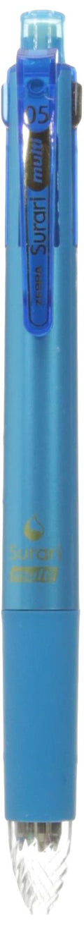 Zebra Multi Function Surari 4S Black/Red/Blue/Green Ink 0.5Mm Ballpoint Pen, 0.5Mm Mechanical Pencil, Light Blue Body (B4Sas11-L