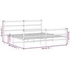 vidaXL King Size Black Metal Bed Frame - Powder-Coated Steel with Headboard, Footboard, Slat Base, and Under-Bed Storage Space