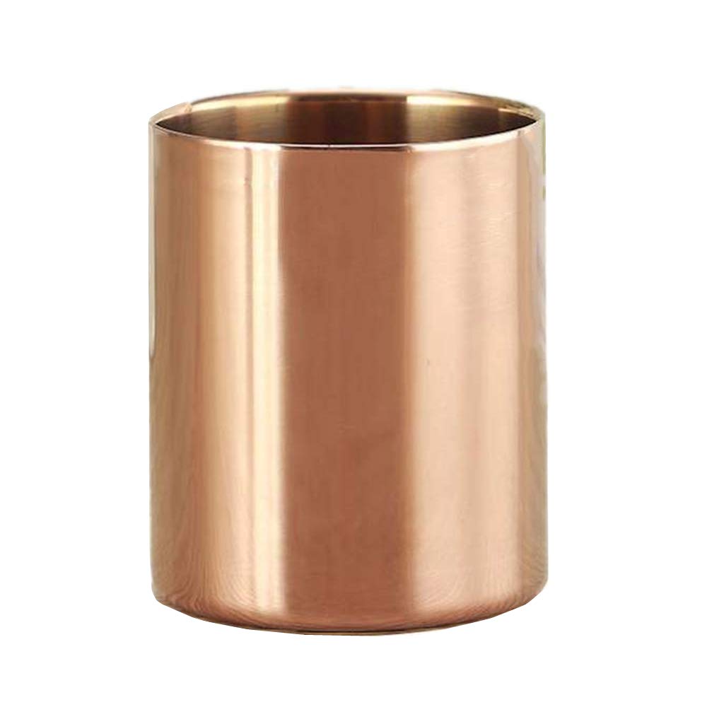Rose Gold Pen Holder Glossy Stainless Steel Pencil Cup For Desk Organizers Multi Use Makeup Brush Holder Flower Vase Mini Pot De