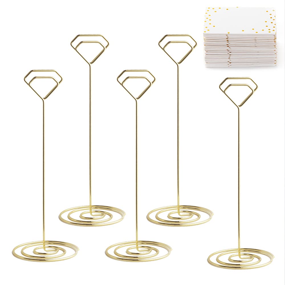 Wettin 12Pcs Unique Table Number Holders with 14Pcs Place Cards, Place Card Holder, Table Card Holder, Table Number Stands, Pict