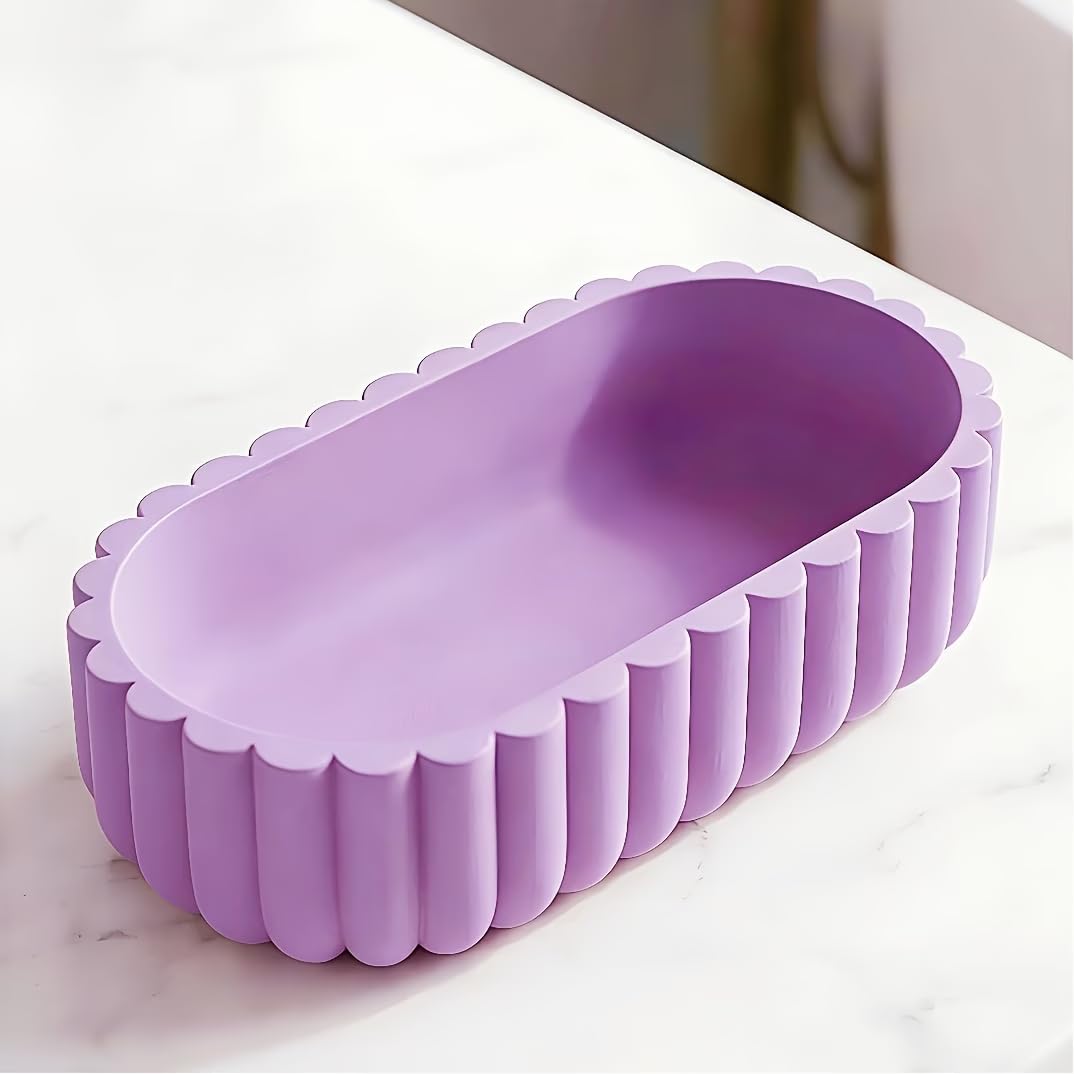 Azoth Oval Jewellery Tray And Desk Organiser, Scalloped Design
