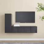 vidaXL TV Cabinet Set 3 Piece Home Living Room Furniture TV Stand HiFi Stereo Cabinet Media Unit Entertainment Center Gray Engineered Wood