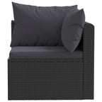 vidaXL 3 Piece Patio Sofa Set, Black Poly Rattan Outdoor Furniture with Cushions, Weather Resistant Material, Easy Assembly, Ideal for Courtyard, Poolside, Garden