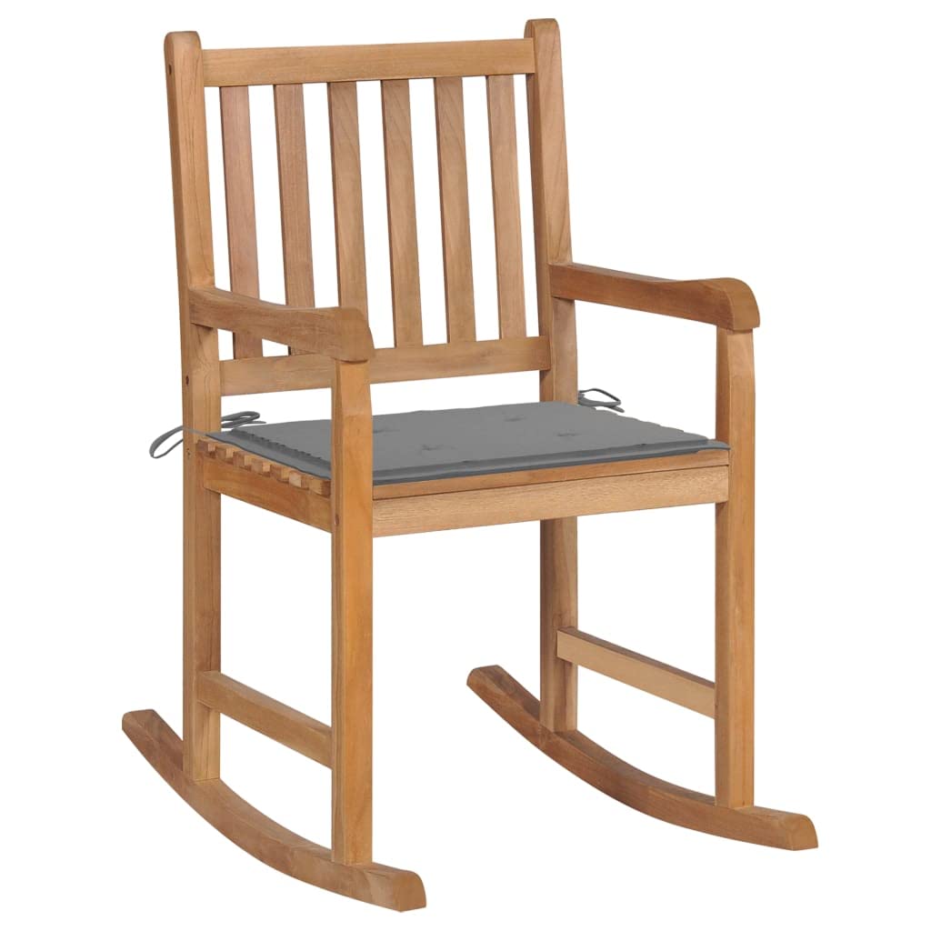 vidaXL Rocking Chair, Outdoor Rocking Chair with Cushion, Porch Rocker Patio Rocking Chair for Garden Balcony Backyard, Solid Wood Teak