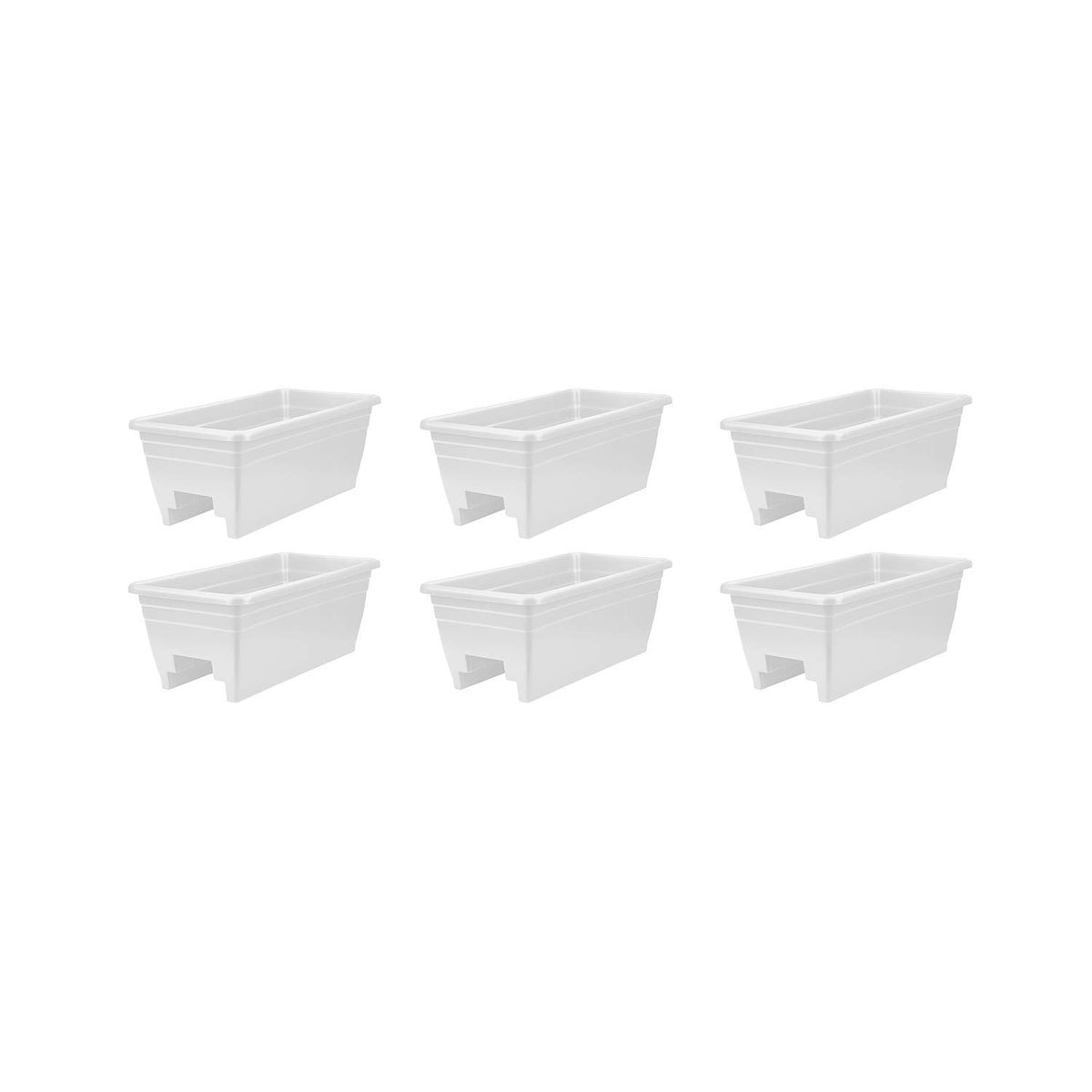 The Hc Companies 24 Inch Wide Heavy Duty Plastic Deck Rail Mounted Garden Flower Planter Boxes With Removable Drainage Plugs, Wh