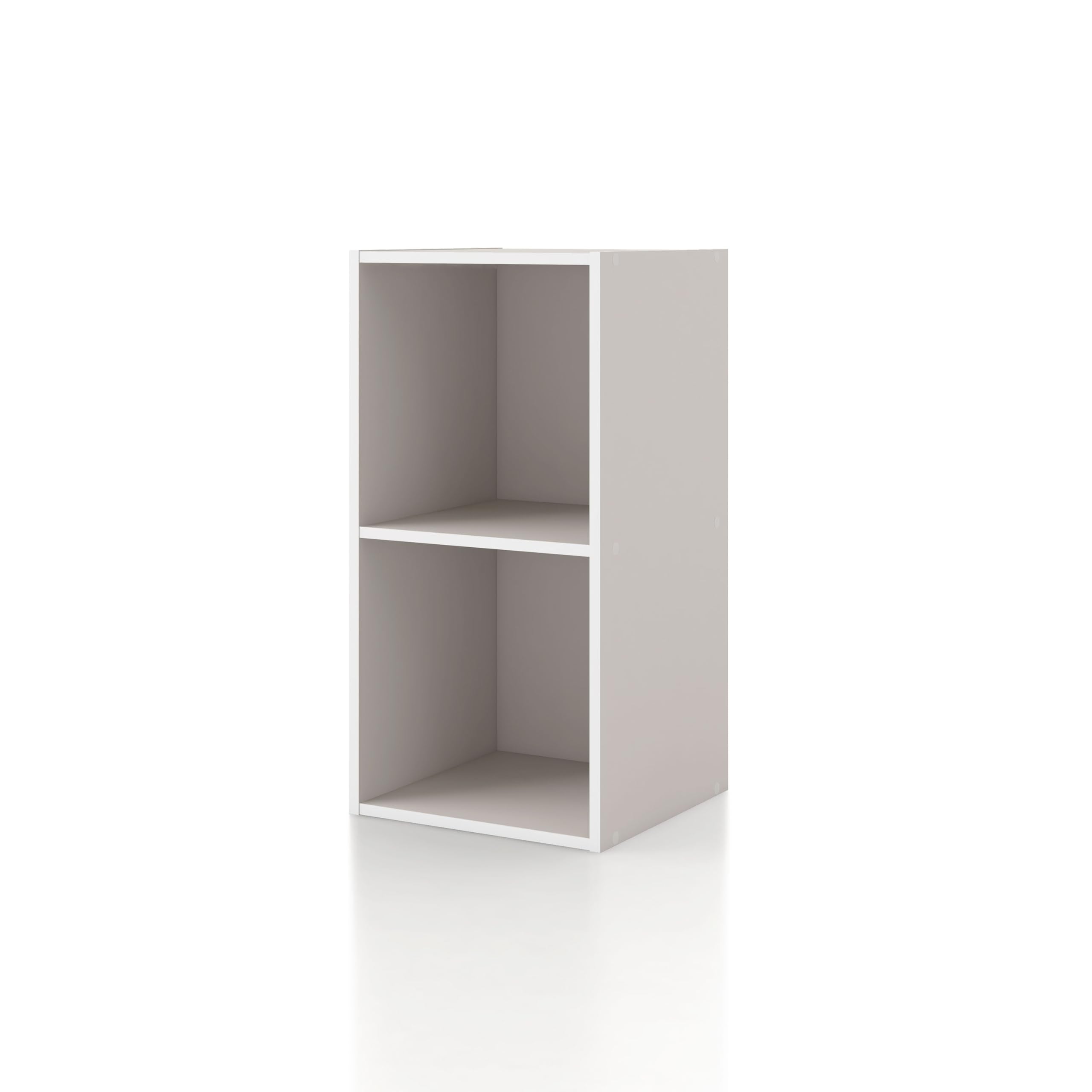 Homes: Inside + Out Apexa 2 Cube Storage Organizer Shelves, Stackable Wood Bookcase Fits Cubby Bins For Organization, Dorm Teen Room Decor & Home Office, Taupe Grey