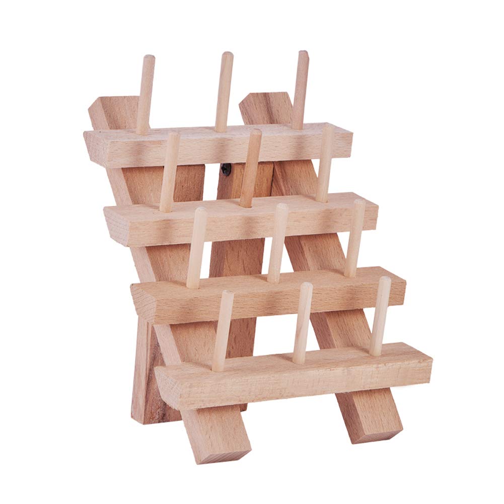 PH PandaHall 12 Spool/Cone Small Foldable Wooden Thread Rack Holder Sewing Embroidery Thread Holder Sewing Organizer for Sewing 