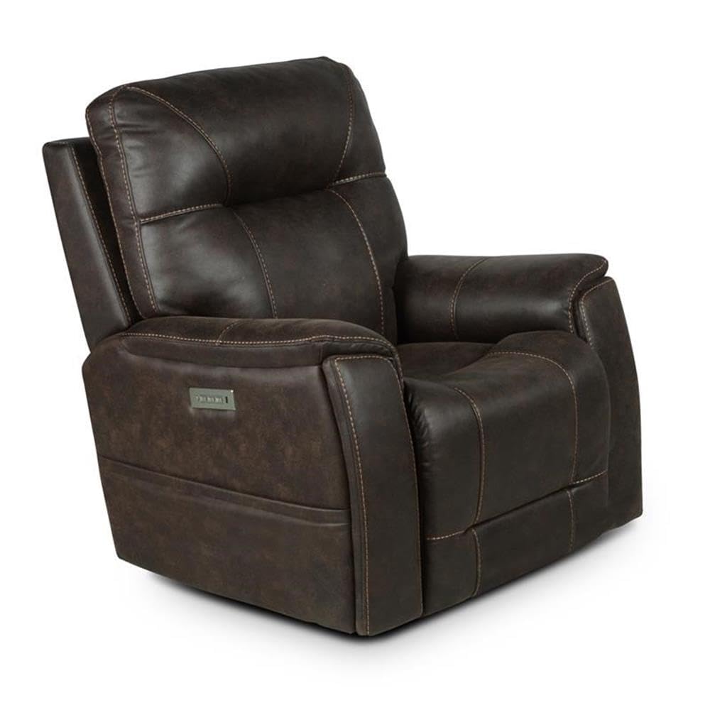 Steve Silver Lexington Triple Power Canyon Walnut Leatherette, Power Headrest, Footrest, Lumbar, Transitional Design, Lighted Cupholders, Recliner Chair, 38" L x 42" W x 42" H, Brown
