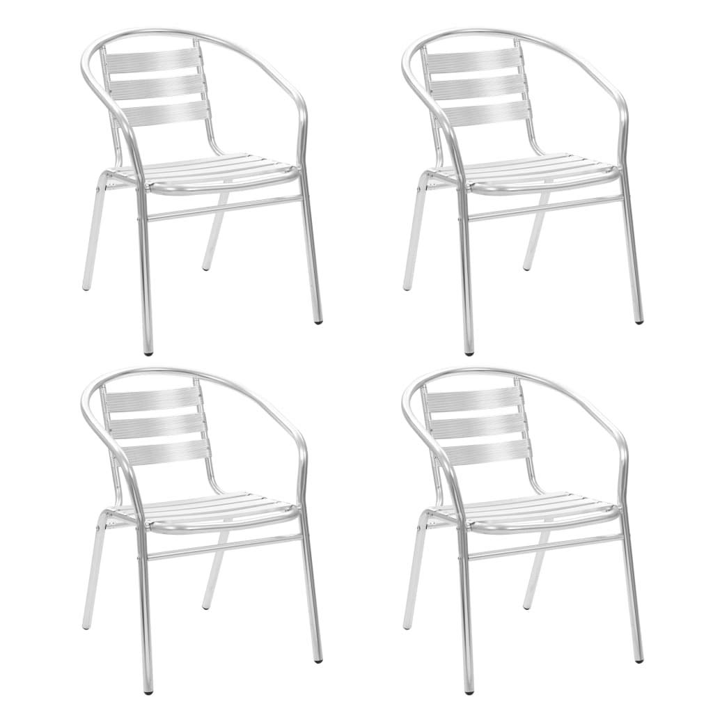 vidaXL Stackable Patio Chairs 4 pcs - Durable Aluminum Metal Chairs for Outdoor, Patio, Garden, Kitchen, Dining Room, Space Saving and Easy Assembly