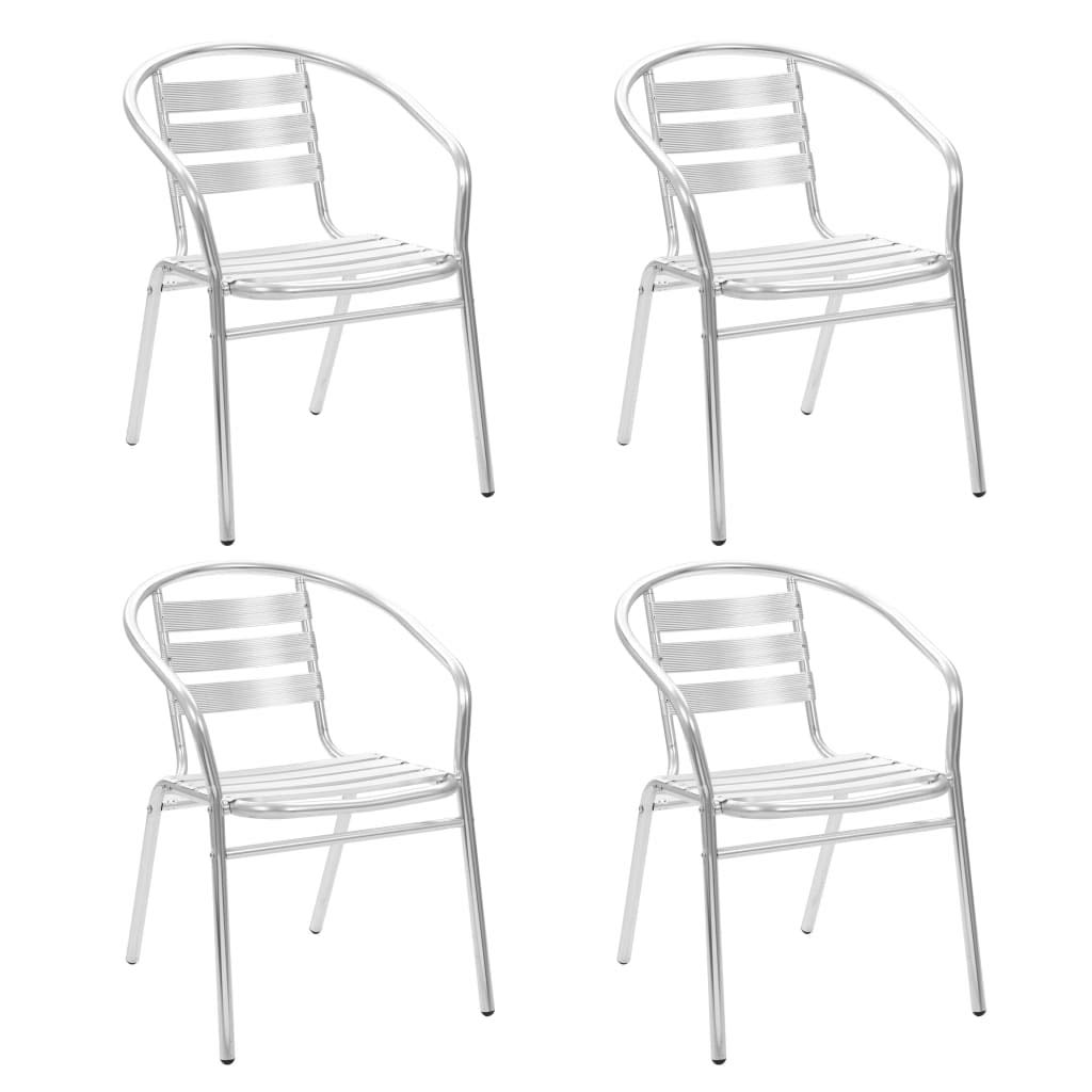 vidaXL Stackable Patio Chairs 4 pcs - Durable Aluminum Metal Chairs for Outdoor, Patio, Garden, Kitchen, Dining Room, Space Savi