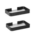 Z metnal Small Glass Bathroom Shelves, Matte Black Floating Shelf, Mini Wall Shelf Organizer, Wall Mounted (Clear Glass, 8 inch/