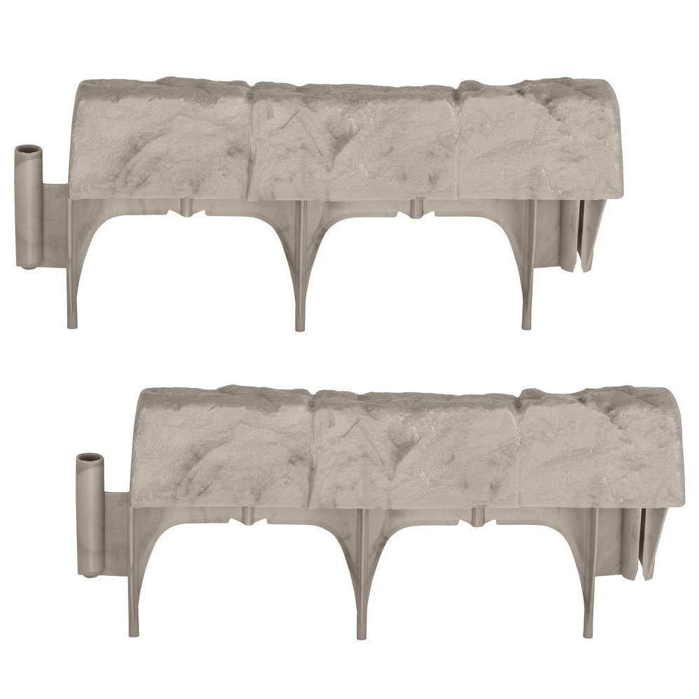 Suncast Bse10Tg Landscape Design Border, 12' Sections, Decorative Natural Rock Stone Edging For Garden, Lawn, & Landscaping (20