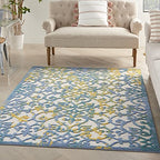 HomeRoots Ivory Blue 100% Polypropylene 4’ x 6’ Ivory and Blue Indoor Outdoor Area Rug