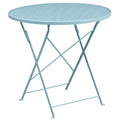 Flash Furniture Oia Commercial Grade 30" Round Sky Blue Indoor-Outdoor Steel Folding Patio Table