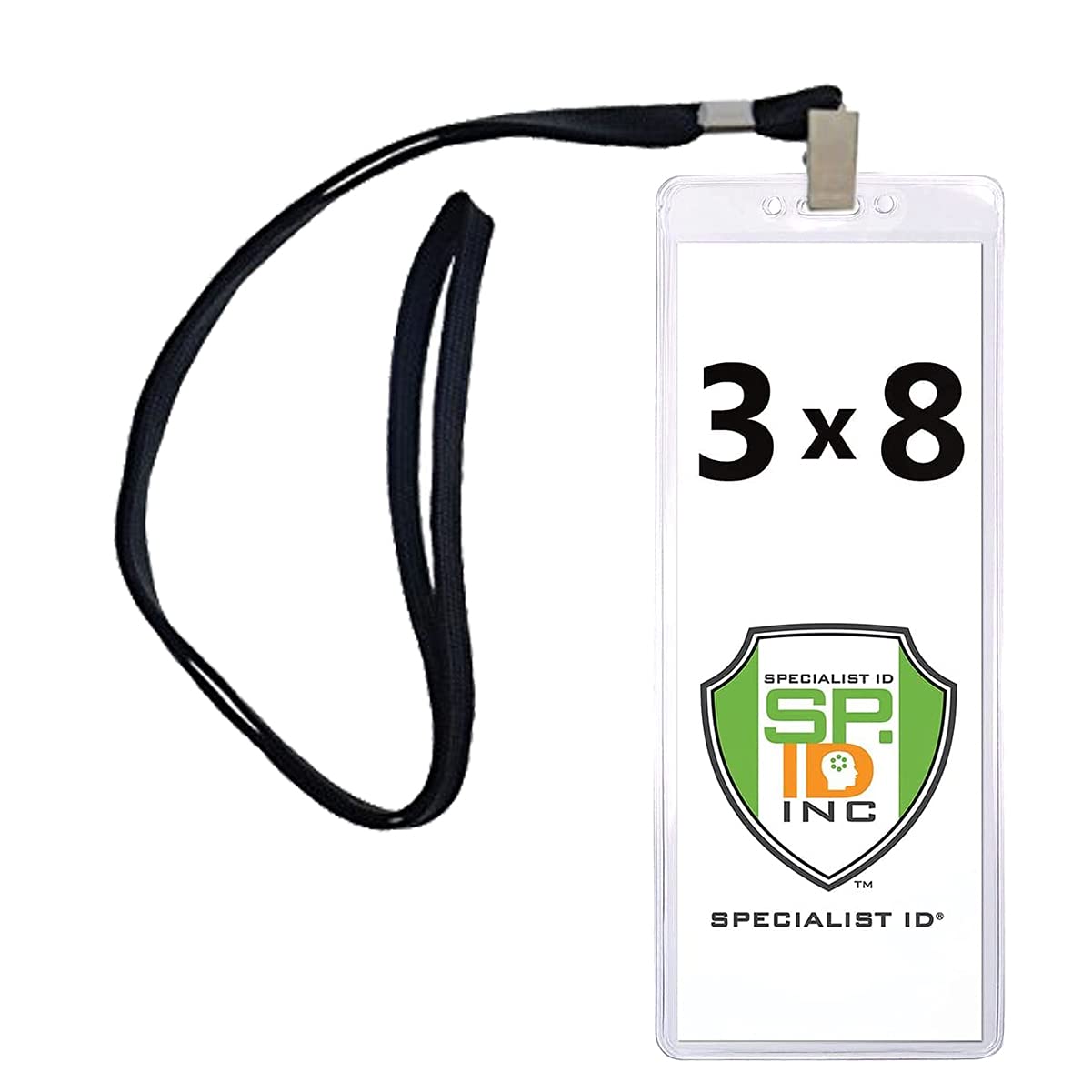 2 Pack - Heavy Duty 3X8 Ticket Badge Holder With Lanyard - Clear Plastic Extra Large Top Load Card Sleeve Protector For Concert,