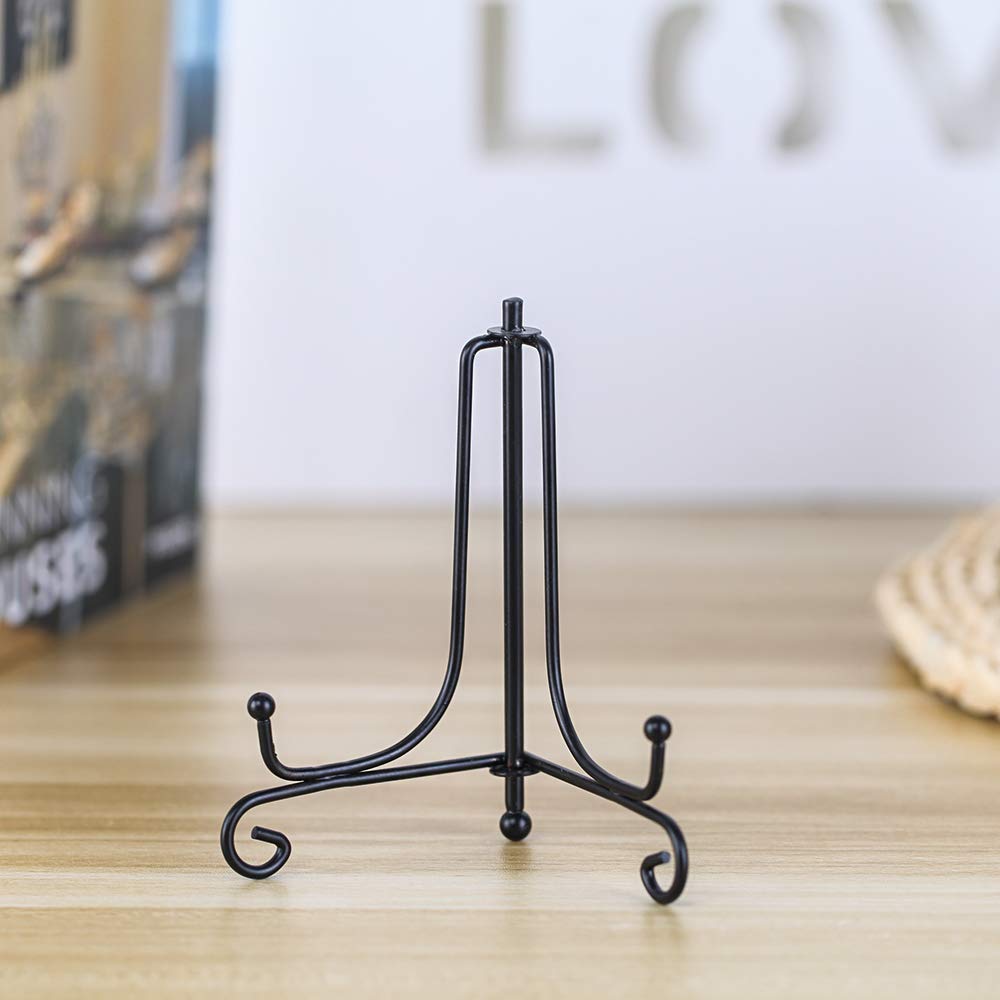 Artliving 4 Pack Black Iron Display Stands - 4 Easel Holders for Photos, Plates, Tablets, and Art