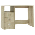 vidaXL Engineered Wood Desk with Three Drawers and Open Compartment, Sturdy and Durable Home Office Furniture, Sonoma Oak Finish