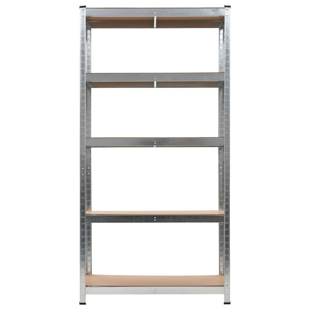 vidaXL Shelf 2 Pcs 5-Layer Silver Steel and Engineered Wood - Adjustable Height, 2921.1 lb Capacity, 35.4&quot; x 17.7&quot; x 70.9&quot; for Office, Bedroom, Garage