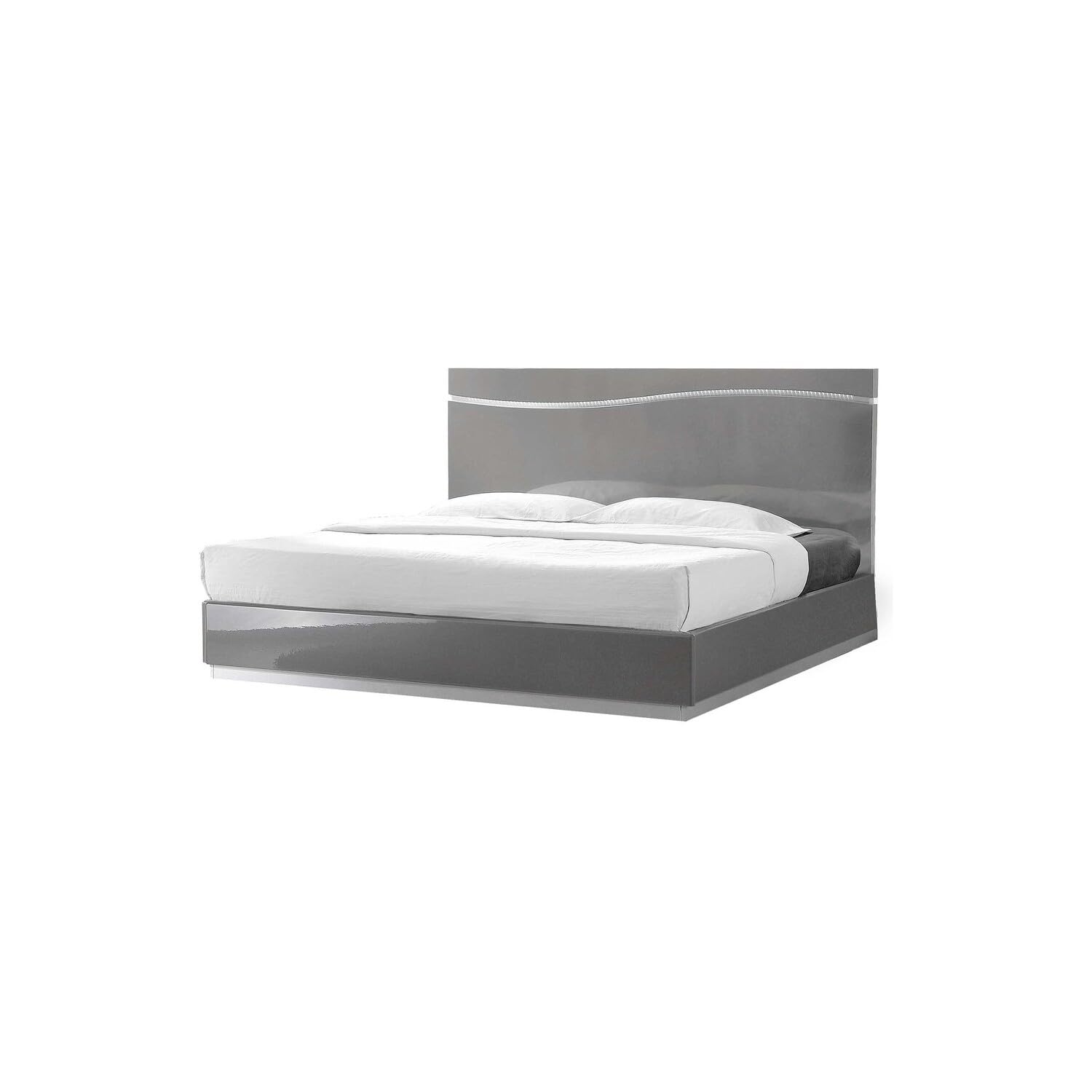 Best Master Furniture Leon Gray With Silver Base Platform Bed, Cal King