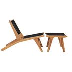 vidaXL Outdoor Comfortable Sun Lounger with Detachable Footrest, Solid Teak Wood with Unique Rope Design, Durable and Weather Resistant