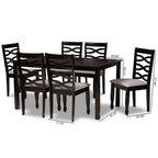 Baxton Studio Lanier Modern and Contemporary Grey Fabric Upholstered and Dark Brown Finished Wood 7-Piece Dining Set