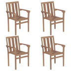 vidaXL 8 pcs Patio Chairs - Stackable, Solid Teak Wood, Fine-Sanded - Suitable for Outdoor, Garden, Home, Office - Brown