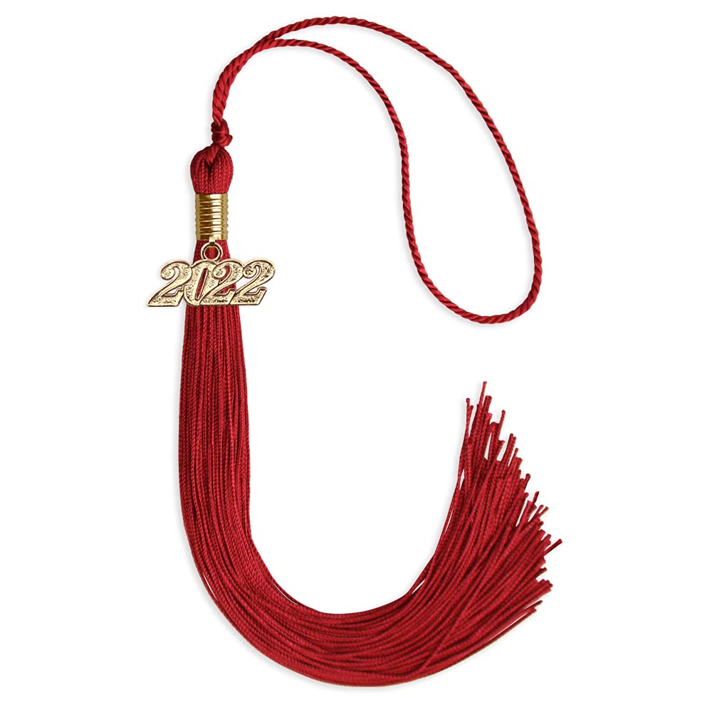 Endea Graduation Single Color Tassel with Gold Date Drop (Red, 2022)