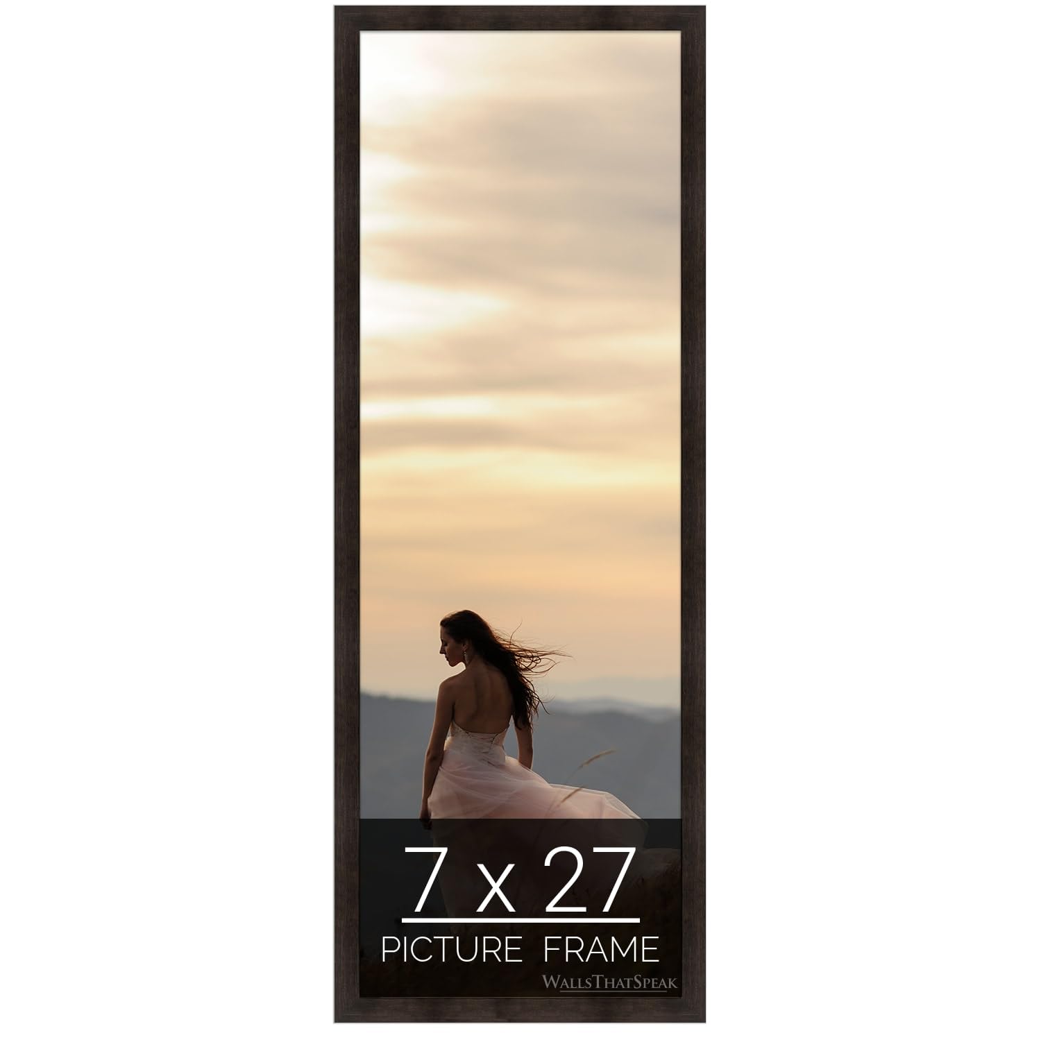 wallsthatspeak 7x27 Espresso Brown Picture Frame for Puzzles Posters Photos or Artwork
