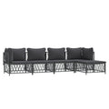 vidaXL Patio Furniture Set 5 Piece, Sectional Sofa with Cushions, Patio Lounge Set for Outdoor Garden Lawn Backyard, Anthracite Steel