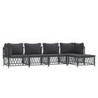 vidaXL Patio Furniture Set 5 Piece, Sectional Sofa with Cushions, Patio Lounge Set for Outdoor Garden Lawn Backyard, Anthracite Steel