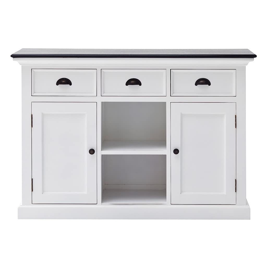 HomeRoots White & Black Mahogany, Medium-Density Fibreboard (MDF) Modern Farmhouse Black and White Large Accent Cabinet