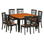 East West Furniture PFNI9-BCH-LC 9 Piece Kitchen Table Set Includes a Square Dining Table with Butterfly Leaf and 8 Faux Leather Dining Room Chairs, 54x54 Inch, Black & Cherry
