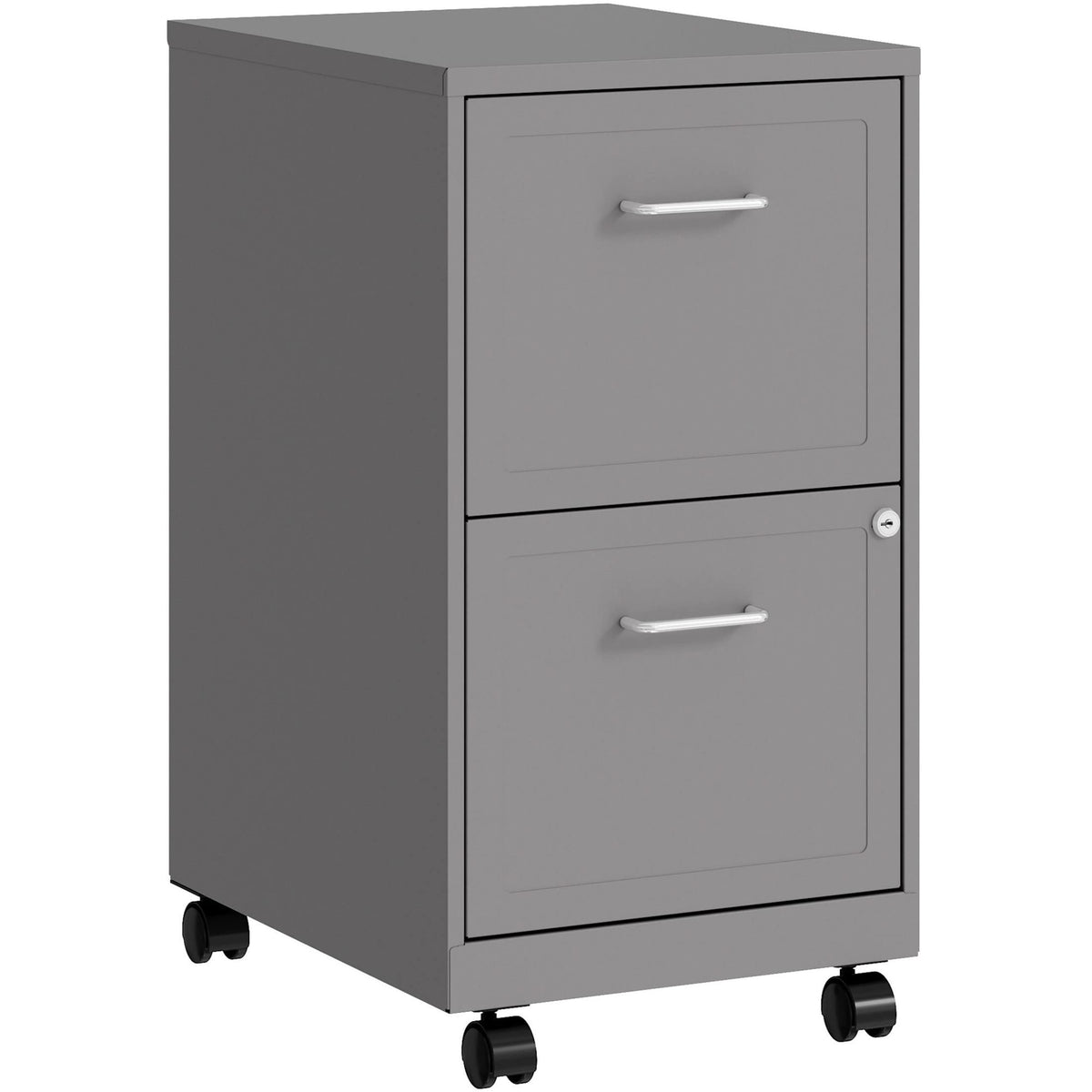 Lorell Lys Chrome Pull F/F Mobile File Cabinet, Silver