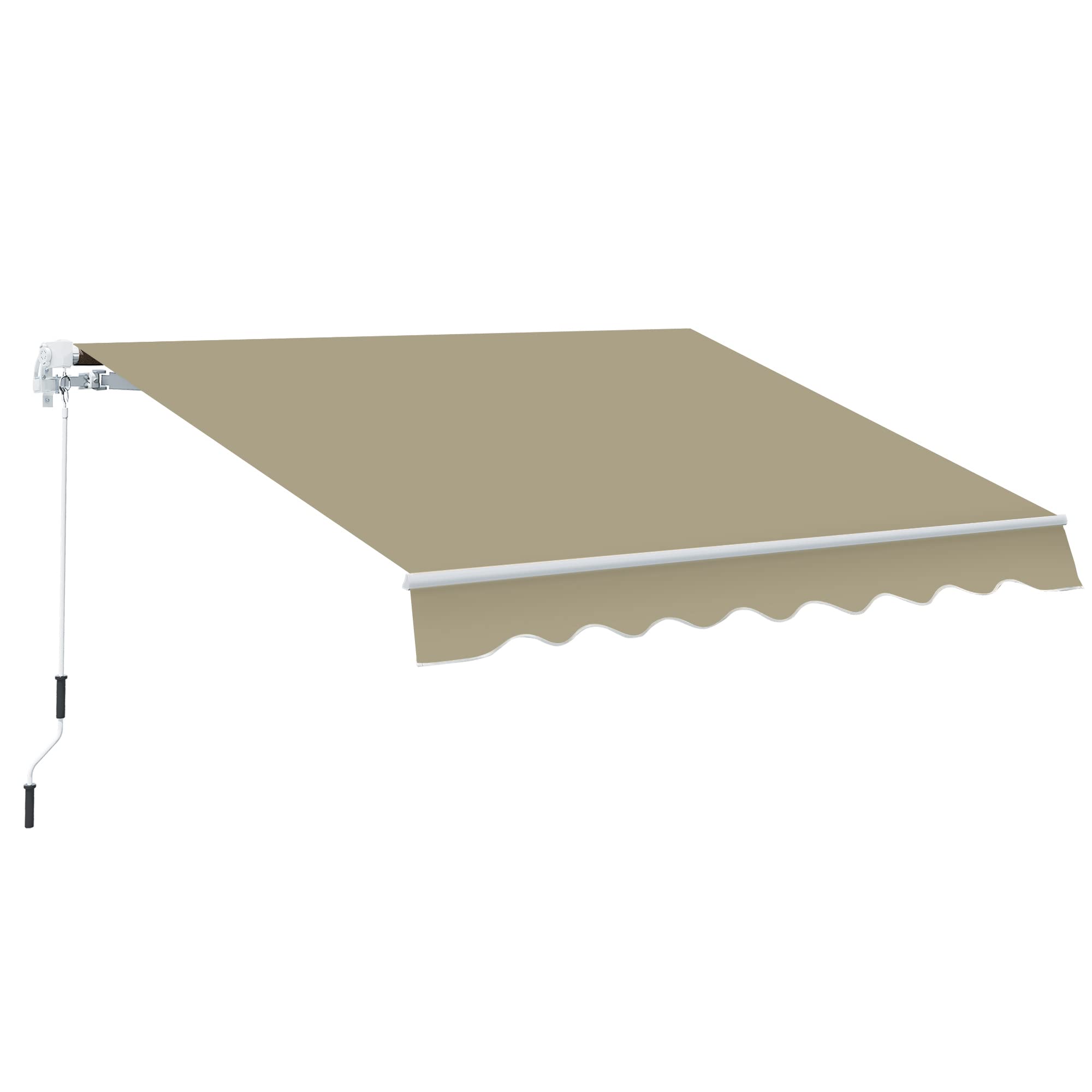 Outsunny 8' X 7' Patio Retractable Awning, Manual Exterior Sun Shade Deck Window Cover, Beige