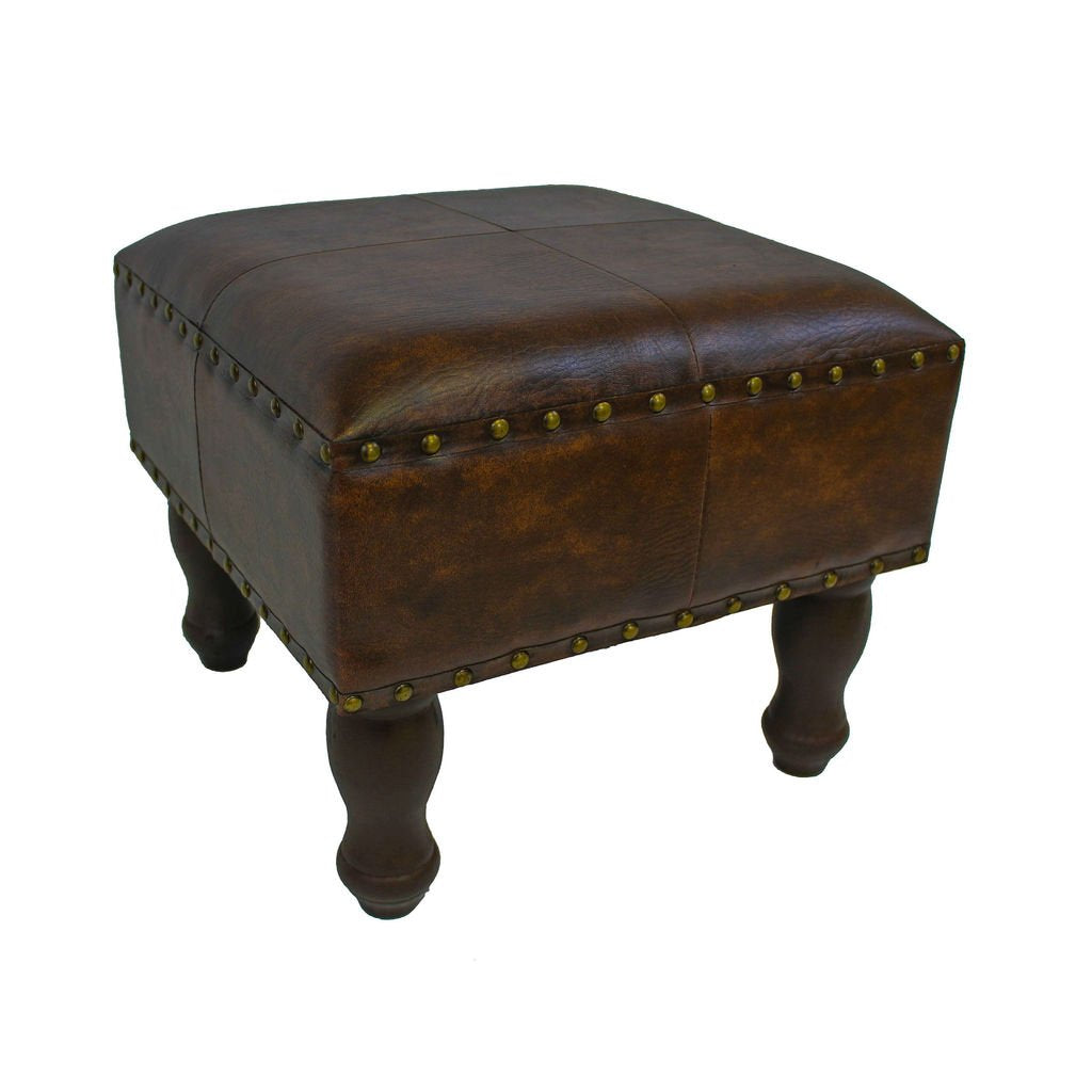 International Caravan Furniture Piece Faux Leather 16-Inch Square Stool