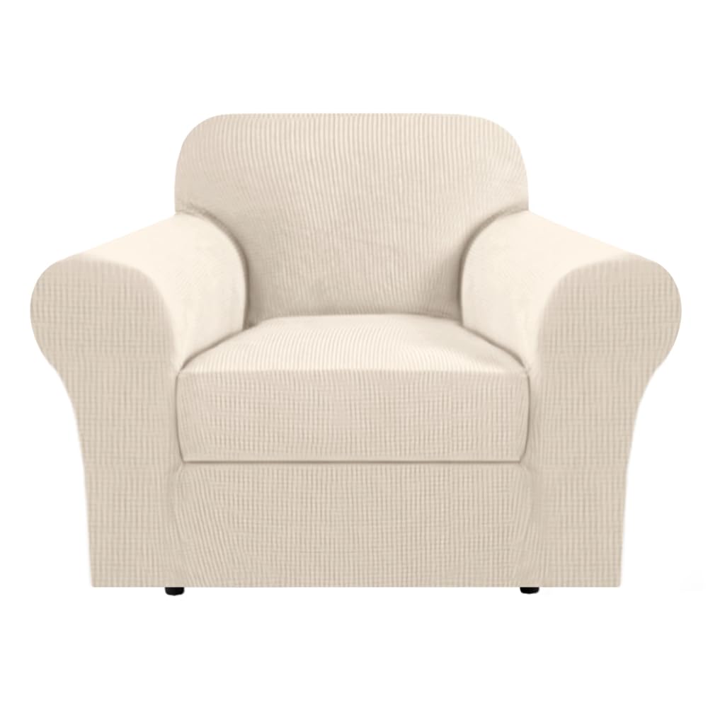 H.Versailtex Stretch 2 Piece Armchair Cover Chair Covers For Living Room Furniture Cover Suit For T Cushion/Box Cushion, Spandex