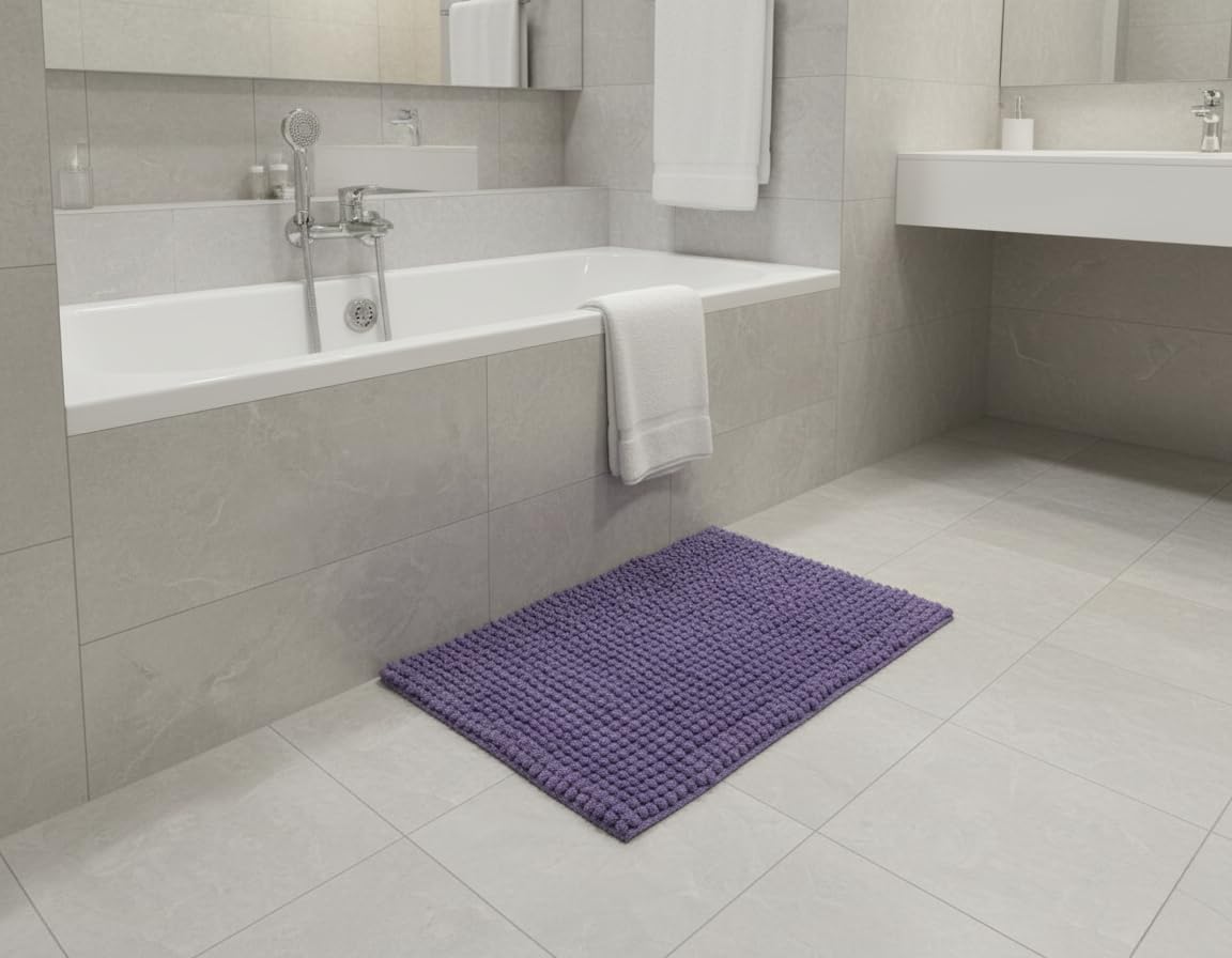 DOLCE CASA Shaggy Chenille Rectangular Bath Mat (40 * 60 Cm) Extra Soft Super Absorbent Anti Skid Door Mats for Home/Bathroom/Be