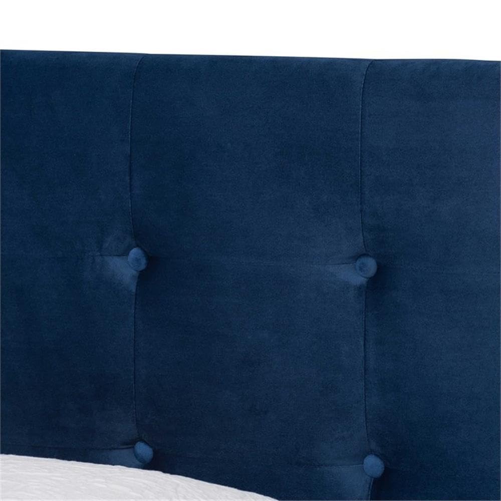 Baxton Studio Caprice Modern and Contemporary Glam Navy Blue Velvet Fabric Upholstered Twin Size Panel Bed