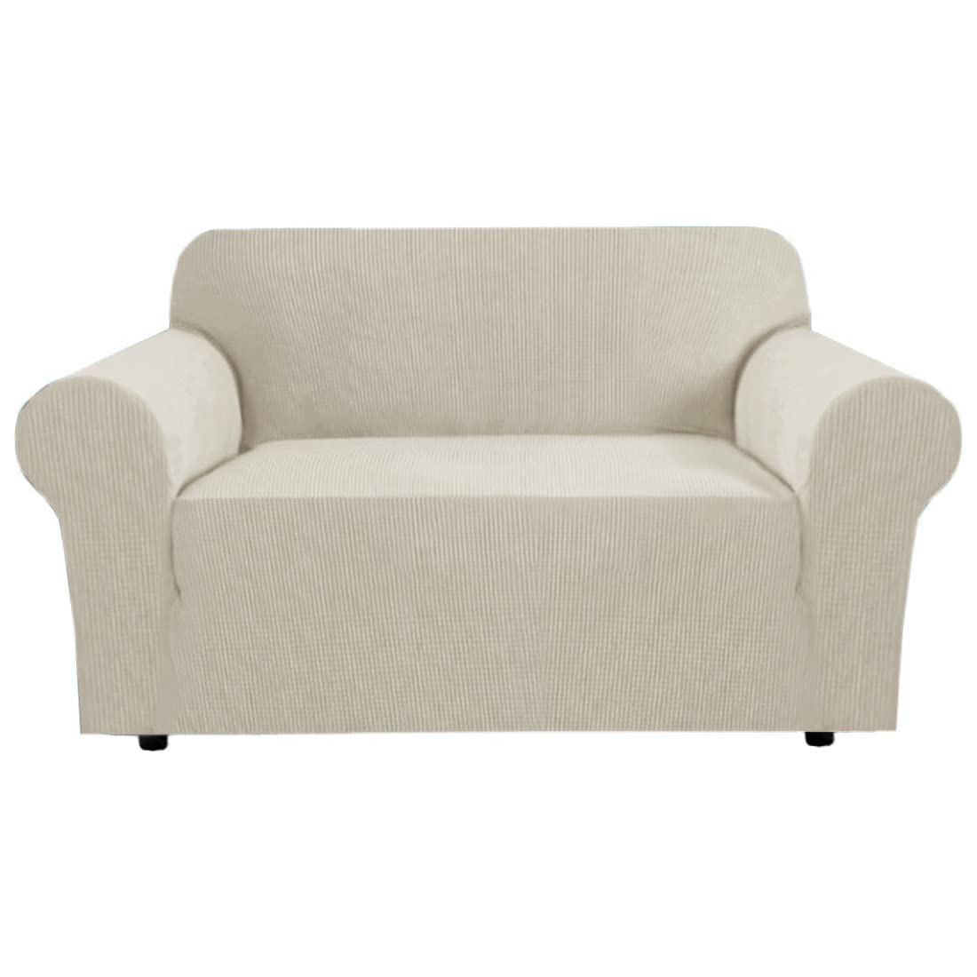 H.Versailtex Stretch Loveseat Covers 1-Piece Loveseat Slipcover|Sofa Cover For Loveseat 1 Piece With Elastic Bottom, Textured Ch