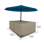 Covers & All Rectangle Table & Chair Set Cover, Umbrella Hole, 12 Oz Waterproof Uv & Weather Resistant, Patio Lawn Garden Backyard Furniture, Air Vents & Drawstrings (76''L X 46''W X 30''H, Beige)