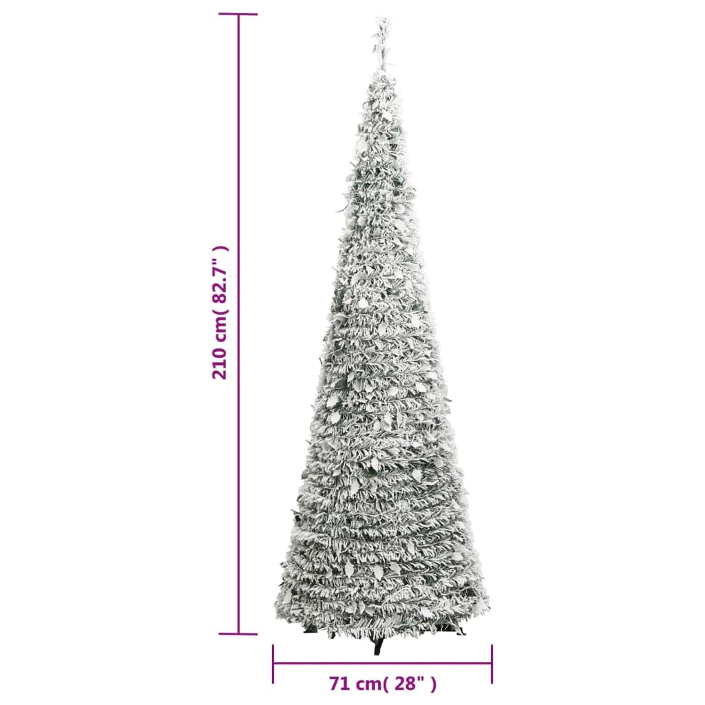 Vidaxl Artificial Christmas Tree - Lifelike Pvc Material With Flocked Snow Design - 8 Lighting Modes, Sturdy Metal Stand, 200 Warm White Leds And Usb Interface - Total Height 82.7"